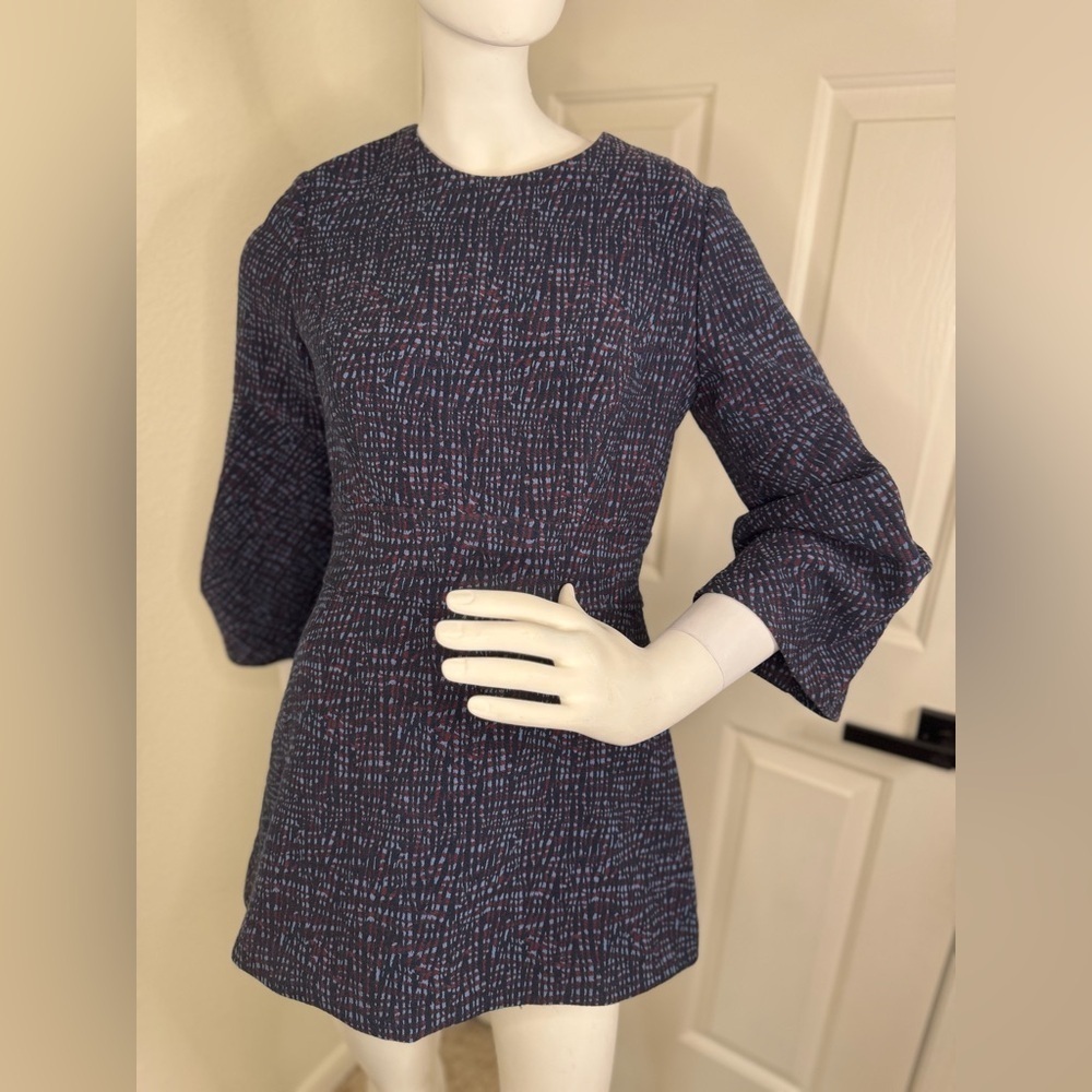 Lela Rose Blue Sheath Dress with Bell Sleeves. I#36